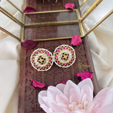 Vriksham Antique Floral Stud Earring-Red White-G18236